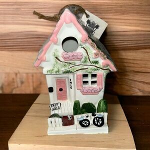 VTG Ceramic Birdhouse House Spring Decor Cottage core Signed Carmen Thompson NWT